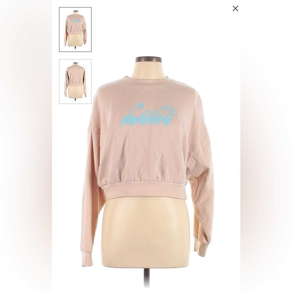 🍁NWT Peach and Blue Levi’s Cropped Sweatshirt - Picture 2 of 15